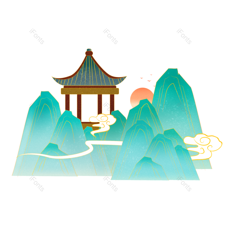 祥云图片,云纹元素,飞鸟PNG,手绘免抠素材